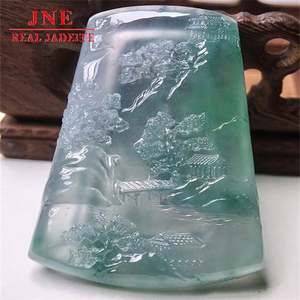 Myanmar mina madera paisaje hielo flores flotantes Jade suerte hombres y mujeres colgante regalo de vacaciones para amigos - Product Image 3