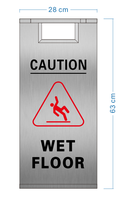 Panneau de signalisation de sécurité routière en acier inoxydable 63cm*28cm, sans MOQ, avec cadre en A, pour marché extérieur, signalisation de prudence sol mouillé