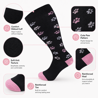 Chaussettes de compression hautes pour femmes, motif patte de chien mignon, 2 paires, respirantes, tricotées, pour le sport, les voyages et le quotidien