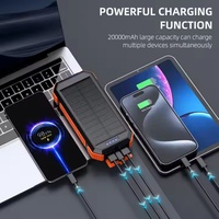 Batterie externe solaire portable ultra-mince magnétique Li-Polymère 22,5W à charge rapide 20000mAh étanche 15W sans fil double USB Type-C