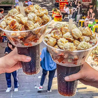 Bols à Collation de 700 ml et Gobelets en Plastique de 500 ml pour Repas et Boissons à Emporter, Accompagnés de Baozi Poêlés