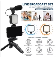 Kit trépied pour téléphone, appareil photo reflex numérique, selfie, vlogging, télécommande, microphone, lumière LED, smartphone, interview, direct, YouTube, TikTok