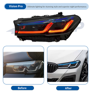 Phare HETOP G30 2017-2023, triple couleur, style lentille laser, amélioration <span class=keywords><strong>LED</strong></span> DRL, style Ikon pour BMW Série 5 - Product Image 2