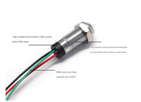 Lampu Indikator Tahan Air Dua Warna Harga Grosir Tahan Suhu Tinggi Sensor Sinyal Bercahaya dengan Kabel 8mm
