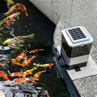 Distributeur de nourriture pour poissons d'étang à énergie solaire, grande capacité, étanche
