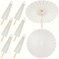 Parapluie promotionnel en papier huilé pour mariages et fêtes, avec manche en bois, blanc, design vintage européen-américain, accessoire de danse manuel