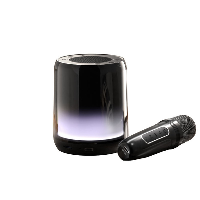 Mini Dual Mic Subwoofer Karaoke Wireless Speaker Portable Home Outdoor RGB Colorful LED Light BT Speaker