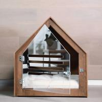 Nichoir pour chien en bois, petite cage pour animaux de compagnie, fermée, toute saison, intérieur/extérieur, solide, écologique, respirant, planches de haute qualité, horizontale