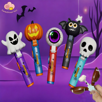 CandyDr En gros 5 styles Jouet porte-sucettes pop-up pour enfants Halloween : Robot, Citrouille, Fantôme, Crâne, Chauve-souris, Œil