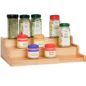 Kitchen Cabinet Expandable 3 Tier Spice Rack Organizer,Bamboo Kitchen Spice Racks