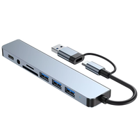 Hub USB 3.0 8 ports en alliage d'aluminium avec prise en charge Type-C 2.1, TF/PD et audio 3,5 mm – En stock