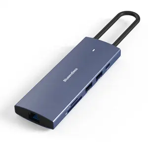 Hub Pembagi Portabel Kartu Rj45 Ethernet 9 In 1, Hub Pembagi Monitor Ganda Usb C Hub HdTV