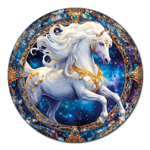 จิ๊กซอว์รูปม้าสีขาวทรงกลม พร้อมคำวิเคราะห์ด้านหลัง สำหรับผู้ใหญ่ ผ่อนคลาย ทำเองได้ ตกแต่งบ้าน ของขวัญวันเกิด วันหยุด - Product Image 2