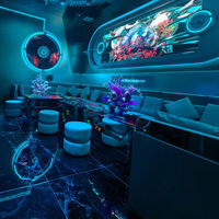Canapé de bar lounge moderne pour discothèque, banquette modulaire VIP pour hôtel, sièges LED, ensemble de bar KTV, mobilier de salon en acier inoxydable