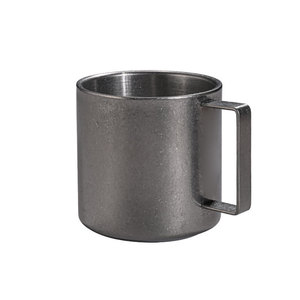 Retro 304 Stainless Steel Coffee <b>Mug</b> 200ml Double Wall With Saucer <b>Set</b> For Tea And Coffee - Product Image 3
