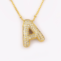 Collar de mujer con colgante de circonita inicial de metal personalizado, diseño simple, venta al por mayor, amuleto judío, para uso diario