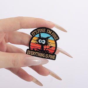Ini adalah Pin Enamel wajah saya senang <span class=keywords><strong>Grumpy</strong></span> bros kucing hitam kerah Lapel lencana hadiah perhiasan untuk Teman remaja persediaan jumlah besar - Product Image 4