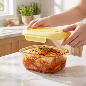 Boîte à lunch en verre borosilicate de haute qualité avec couvercle rabattable, compatible <span class=keywords><strong>micro</strong></span>-ondes et lave-vaisselle, grande capacité, récipient hermétique pour le bureau - Product Image 2