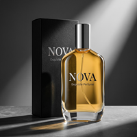 Flacon de parfum personnalisé en verre transparent plat de 50 ml, emballage de luxe vide avec surface givrée mate, bouchon et boîte électroplaqués, OEM ODM