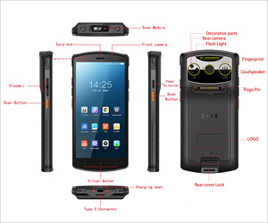 Dongji Sao K57 cầm tay công nghiệp PDA <span class=keywords><strong>Android</strong></span> Máy Quét Mã Vạch logistic PDAs Rugged <span class=keywords><strong>Android</strong></span> điện thoại với NFC vân tay - Product Image 5