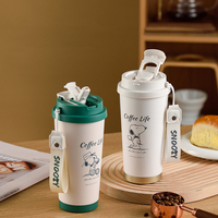 Gobelet à café Snoopys 500 ml en acier inoxydable 316 à double paroi, isolé sous vide, tasse de voyage portable