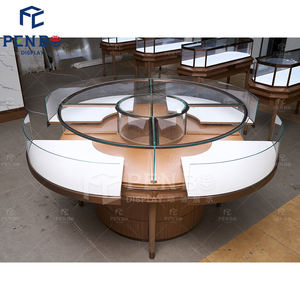 Di lusso rotondo in oro gioielli di vetro da banco vetrina vetrina vetrina per gioielleria da banco cassetto vetrina per gioielli Design - Product Image 1