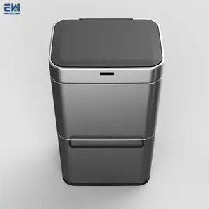 Smart Bin Kitchen Clean Tools Waste Container Touchless Smart Recycling Bin With Wheels Stainless Steel Intelligent Sensor Compost Bin