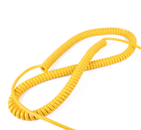 Cable en espiral aislado de PVC PU amarillo resorte de núcleo de cobre brillante de tamaño personalizado cables fiables