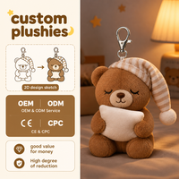 Porte-clés en peluche Ours endormi, breloque de sac personnalisée en forme de jouet en peluche, vente en gros