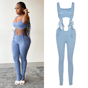 Nuevo estilo Sexy Fitness <span class=keywords><strong>de</strong></span> encaje hueco <span class=keywords><strong>de</strong></span> verano una pieza <span class=keywords><strong>mono</strong></span> Vetement Femme Sexy sin mangas deportes <span class=keywords><strong>mono</strong></span> - Product Image 1