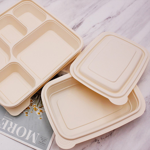 Biodegradable disposable food containers tray with compartments