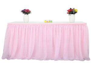 Falda de <span class=keywords><strong>mesa</strong></span> de <span class=keywords><strong>tul</strong></span> para mesas cuadradas ovaladas redondas rectangulares falda de <span class=keywords><strong>mesa</strong></span> tutú decoración de boda para fiesta de bienvenida de bebé - Product Image 4