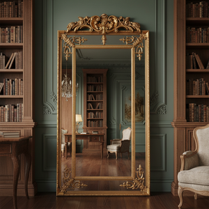 Grand miroir sur pied de luxe doré, décoratif pour la maison, avec cadre en bois, grand miroir pleine longueur pour salon, miroir vintage pleine longueur - Product Image 2
