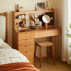 Table de toilette moderne et minimaliste <span class=keywords><strong>en</strong></span> bois de cerisier massif avec éclairage intégré - Product Image 4