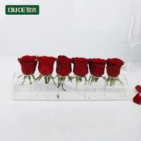 Großhandel benutzer definierte klare Acryl Rechteck Tisch Vase Blume 6 Löcher für Hochzeit Esstisch Dekor