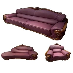 Luxury European Style Handmade Ebony <b>Wood</b> <b>Sofa</b> Set Solid <b>Wood</b> <b>Frame</b> Living Room Furniture for Hotels - Product Image 5