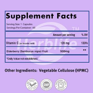 Cápsulas de Saúco Personalizables en Oferta - Saúco Negro (Sambucus nigra) con Vitamina C - Vitaminas de Apoyo Inmunológico para Mujeres y Hombres - Product Image 2