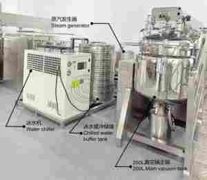 Mélangeur émulsifiant sous vide personnalisé de 50L 100L <span class=keywords><strong>pour</strong></span> la fabrication de pâte de fond de teint, de cire capillaire, de gel, de dentifrice, avec chauffe-eau - Product Image 6