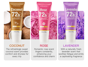 Etiqueta privada KORMESIC 80g Fragancia Rosa Lavanda Crema de melocotón <span class=keywords><strong>Coco</strong></span> Naranja <span class=keywords><strong>Desodorante</strong></span> corporal de 72 horas de larga duración - Product Image 2