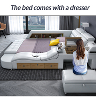 Modernes automatisches Luxus massage bett mit Stauraum und LED-Leuchten Multifunktion ale Schlafzimmer möbel für Schule oder Wohnung