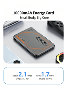 แบตสำรองแม่เหล็กบางเฉียบ Black Shark Blade 2+ ได้รับการรับรองมาตรฐาน 3C, ชาร์จเร็วแบบไร้สาย, พกพาสะดวก, ปลอดภัยสำหรับการเดินทางโดยเครื่องบิน, รองรับการชาร์จไฟฟ้าแรงดันสูง - Product Image 2