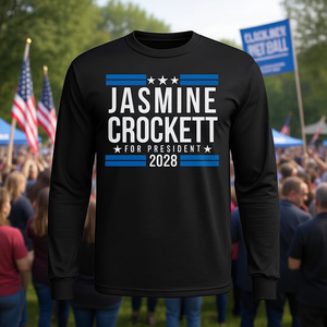 T-shirt à manches longues de la campagne présidentielle Jasmine Crockett 2028, produit promotionnel - Product Image 3