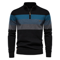 Pull anti-boulochage à la mode pour hommes avec col roulé Pull d'hiver zippé en tricot 100% coton en vente