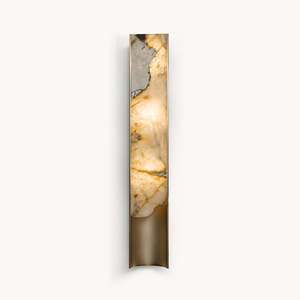 Applique Murale Vintage en Laiton Antique <span class=keywords><strong>de</strong></span> Luxe avec Cadre en Albâtre, <span class=keywords><strong>Lampe</strong></span> Décorative pour la Maison, la Chambre à Coucher, le <span class=keywords><strong>Chevet</strong></span>, la Salle <span class=keywords><strong>de</strong></span> Bain, le Salon - Product Image 1