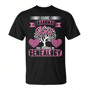 T-shirt da nonna genealogista a maniche corte, girocollo, stampa digitale, unisex, per adulti, riunioni di famiglia, festa, design rosa - Product Image 2
