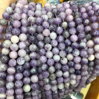 Vente en gros perles de pierres précieuses en cristal lépidolite ronde perle de pierre de lépidolite naturelle pour la fabrication de bijoux