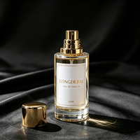 Flacon de parfum en verre transparent simple et élégant, 30 ml, 50 ml, 100 ml, flacon de parfum cylindrique vide avec couvercle doré
