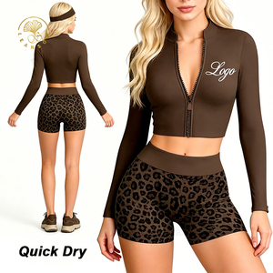 Vente en gros OEM d'usine : Crop tops de sport, vestes de sport, ensembles de yoga, leggings sans couture premium pour ensemble sport <span class=keywords><strong>femme</strong></span> - Product Image 1