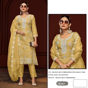 Organza Lourd Brodé Avec Zrakan Haut Et Bas Avec Organza Lourd Broderie Dupatta - Product Image 6