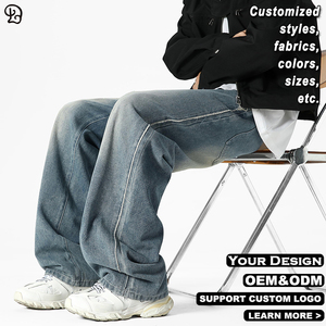 Pantalones Vaqueros Holgados para Hombre, Color Azul Claro Lavado, Estilo Urbano, Casual, a la Moda, Corte Relajado - Product Image 4